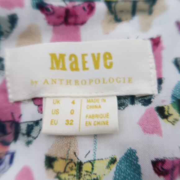 Maeve by Anthropologie white multicolor butterfly print blouse top 0 - Picture 5 of 8